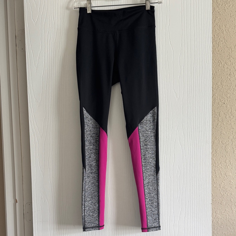 Express | Black and Pink Colorblock Leggings | XS LIKE NEW